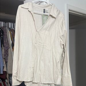 H&M Cream Viscose Shirt